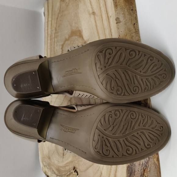 Earth Taupe Leather Open Toe Lazer Cut Pattern Booties, Size 7.5B - Picture 7 of 9